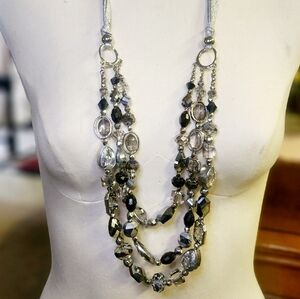 Modern Breathtaking Silver and Black Beaded Necklace